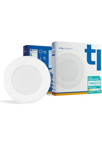 Redeem C12W Downlight, Titreşimsiz, Göz Konforu, 706 Lümen, Sıcak Beyaz, 2700