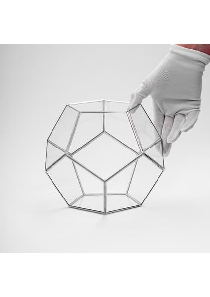 Tr 21X21X17CM Gümüş Geometrik Teraryum Cam Fanus Takı Aksesuar Çikolata