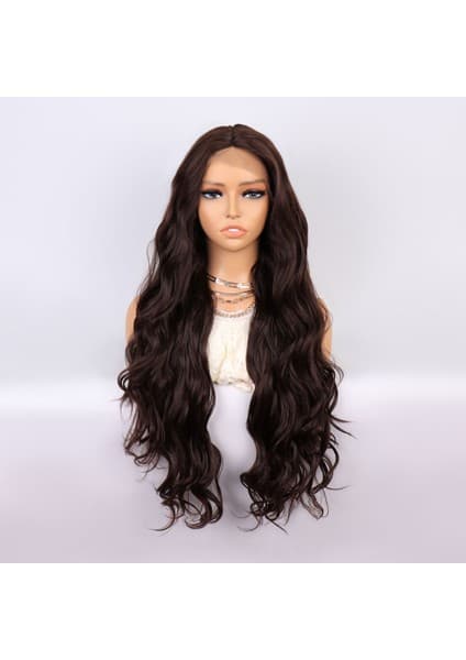 Store Kahverengi Uzun Dalgalı Fiber Sentetik Tül