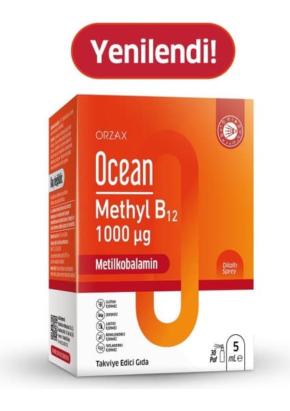 Orzax Ocean Methyl B12 Sprey 1000 Mg 10 ml