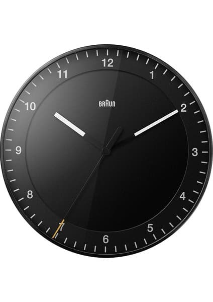 Klasik Büyük Analog Duvar Saati, Sessiz Tarama Hareketi, Kolay Okunabilir, 30 cm Çap, Siyah, BC17B