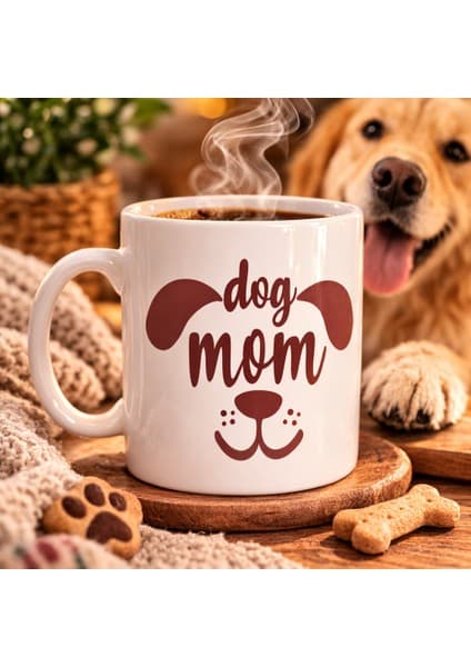 Bezos Professional Dog Mom Kupa Model 185 – Köpek Annesi Temalı Porselen Kahve Kupası – Köpek
