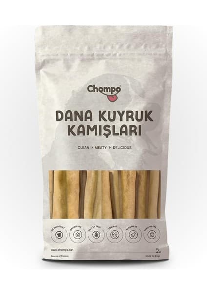 %100 Doğal, Katkısız Dana Kuyruk Kamış Köpek Ödül Maması, 100 G, Tek