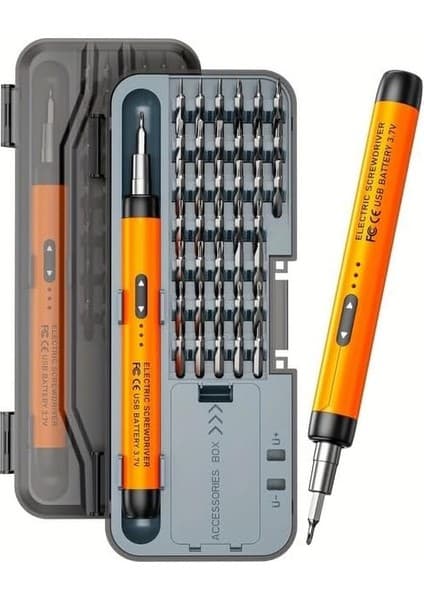 TK-S001 Mini Şarjlı Tornavida Seti, 600MAH Type-C, 28 Parça, Manyetik Hassas