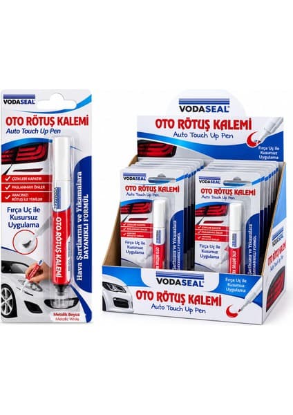 12 Adet Metalik Beyaz Oto Rötuş Kalem Fırça Uç