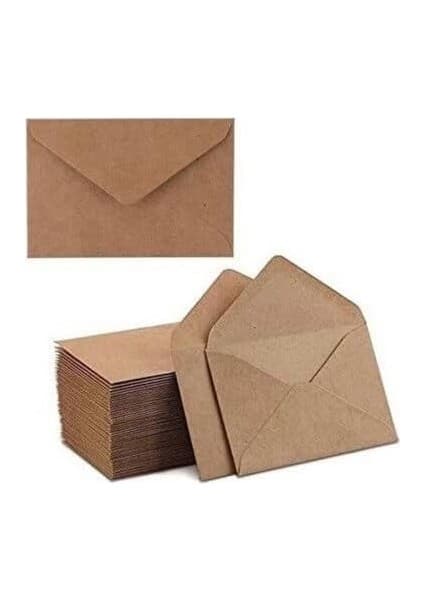 Tr Kraft Zarf, 12X16 Cm, 100 Adet, Kahverengi Davetiye