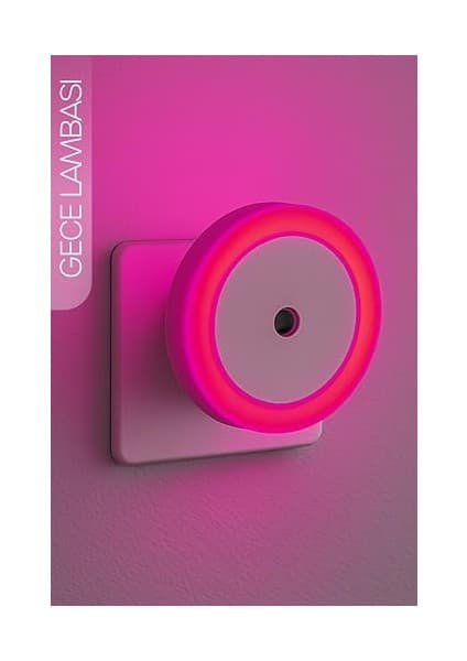 Pembe Daire Otomatik Gece Lambası, Ldr Fotosel ve Işığa Duyarlı