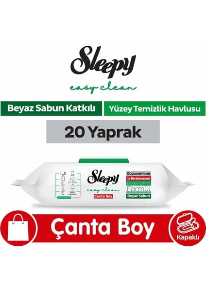 Str Store Easy Clean Beyaz Sabun Katkılı Yüzey Temizlik Havlusu Çanta Boy 20
