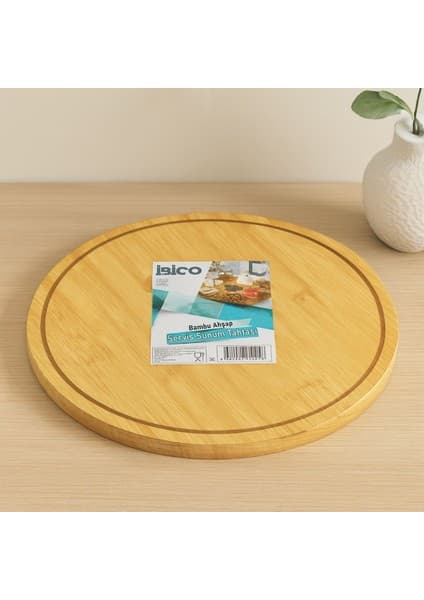 Royaleks Yuvarlak 29.7 cm Bambu Döner Sunum Tepsisi