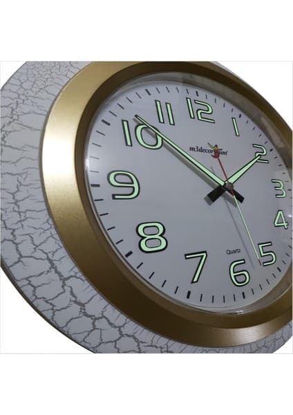 Tr Büyük 35 cm Fosforlu Çatlatma Beyaz Çerçeve Sessiz Mineral Kırılmaz Akrilik Ön Camlı