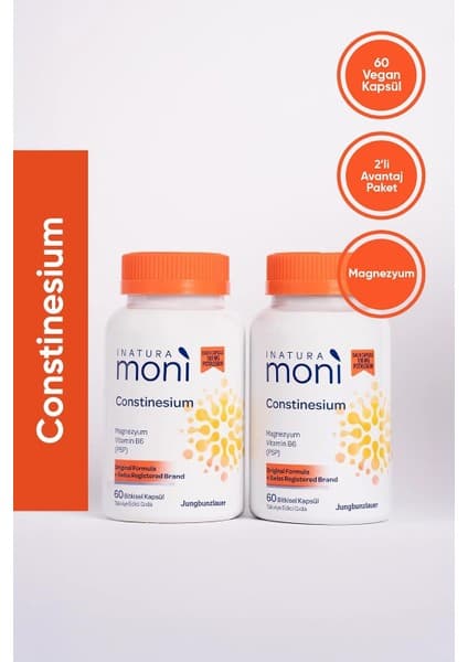 Xml Bayiciniz Tr Constinesium Magnezyum, Potasyum, B6 Vitamini 60 Vegan Kapsül 2'li