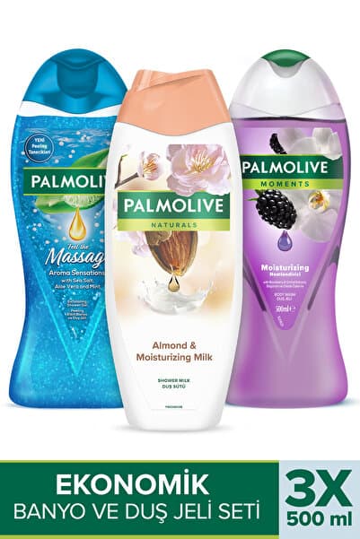 Palmolive Massage 500 ml+ Palmolive Natural Almond + PO Moments 500 ml