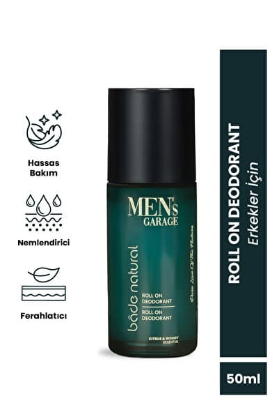 Bade Natural Men's Garage Roll On Deodorant Ferahlatıcı ve Ter Kokusunu Önleyici 50 ml