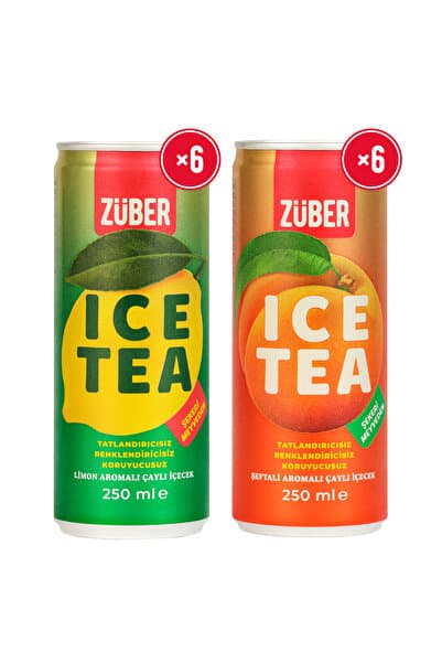 Züber Ice Tea Limon & Şeftali Soğuk Çay 250ml x 12 Adet