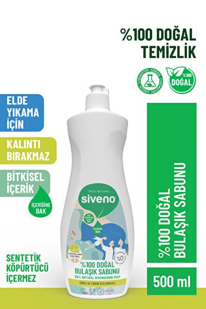 %100 Doğal Bulaşık Sabunu Bitkisel Elde Bulaşık Sabunu Nemlendirici Vegan 500 ml