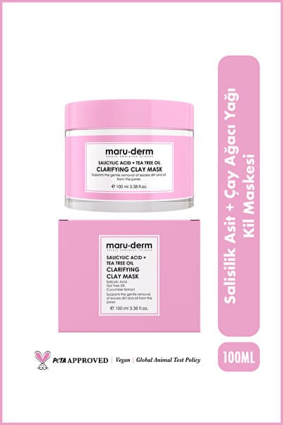 Kil Maskesi | Salisilik Asit + Çay Ağacı Yağı Kil Maskesi 100 ML | Siyah Nokta / Gözenek | Vegan