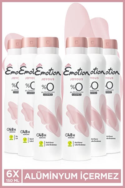 Emotion Joyous Kadın Alüminyumsuz Vegan Deodorant 6x150 Ml Hızlı Kurur, Leke Bırakmaz
