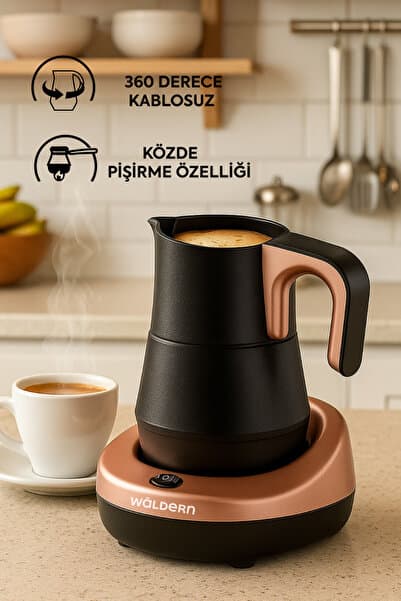 Waldern Premium Elektrikli Közde ve Normal ve Türk Kahve Makinesi Lux Rose Gold