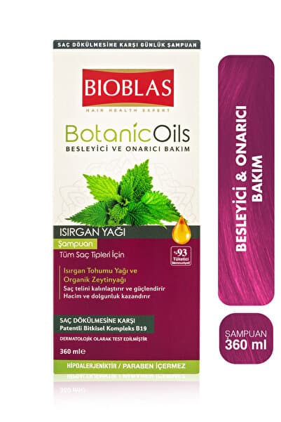 Bioblas Isırgan Otu Yağı Güçlendirici Şampuan 360 ml - Dolgunlaştırıcı, Dökülme Karşıtı, Yağlanma Karşıtı