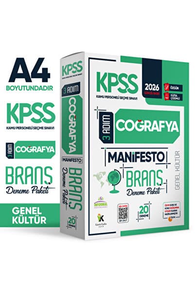 İnformal Yayınları 2026 KPSS Genel Kültür 3 Adım Coğrafya Manifesto 20li Dijital Çözümlü Branş Deneme Paketi