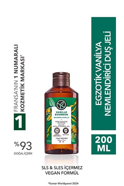 Yves Rocher Duş Jeli-Nemlendirici Egzotik Vanilya-SLS,SLES İçermez,Vegan-200ml