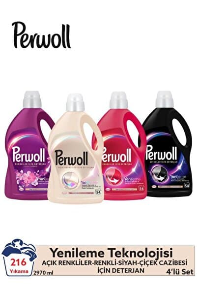 Hassas Sıvı Çamaşır Deterjanı 4 x 2.97 (195 Yıkama) Siyah+Renkli+Açık Renkliler+Çiçek Cazibesi
