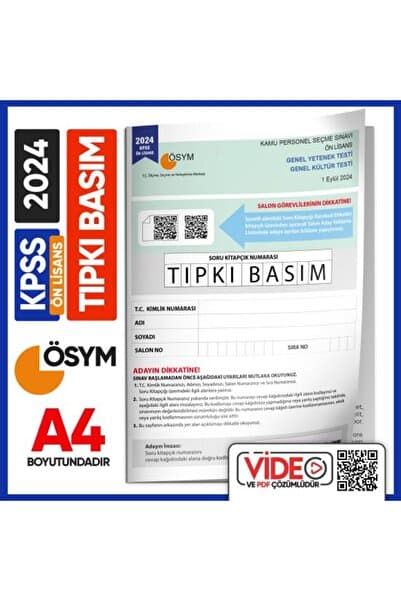 İnformal Yayınları 2024 KPSS Önlisans ÖSYM Tıpkı Basım Çıkmış Soru Deneme Kitapçığı Video/PDF Çözümlü Türkiye Geneli