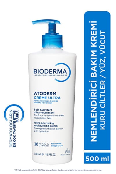 Bioderma Atoderm Cream Ultra Kuru Ciltler Bebek, Çocuk, Yetişkin Nemlendirici Yüz, Vücut Bakım Kremi 500 ml