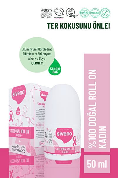 Siveno %100 Doğal Roll On Kadın Deodorant Ter Kokusu Önleyici Bitkisel Leke Bırakmayan Vegan 50 ml
