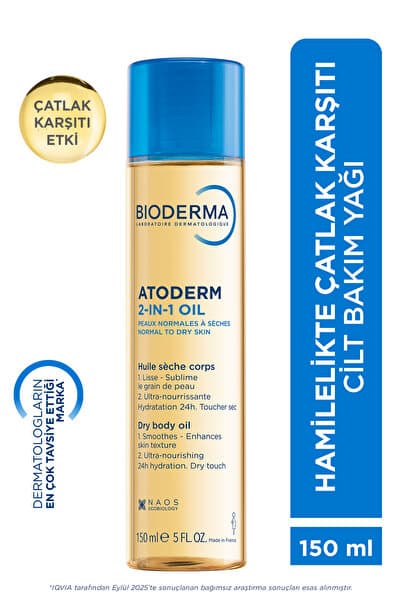 Bioderma Atoderm 2-in-1 Body Oil Hamileler için Çatlak Önleyici Besleyici ve Nemlendirici Bakım Yağı 150 ml