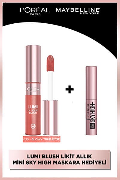 L'Oreal Paris L'Oréal Paris Lumi Işıltılı Likit Allık 630 & Maybelline Sky High Mini Maskara