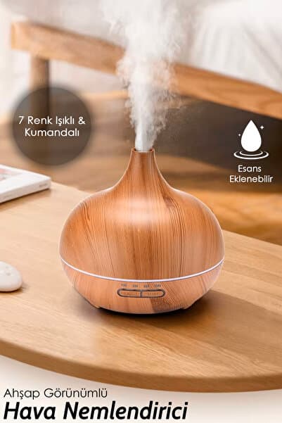 Meleni Home Oda Hava Nemlendirici - 7 Renk LED Işıklı Buhar Makinesi Aroma Difüzörü Humidifier Açık Kahve