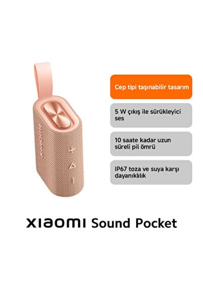 Xiaomi Sound Pocket S28D 5W IP67 Taşınabilir Bluetooth Hoparlör Pembe (Xiaomi Türkiye Garantili)