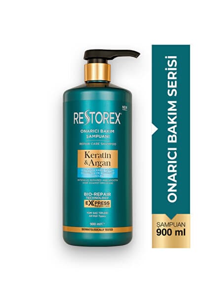 Restorex Keratin & Argan Onarıcı Şampuan 900 ml – Kırılma Karşıtı Güçlendirme