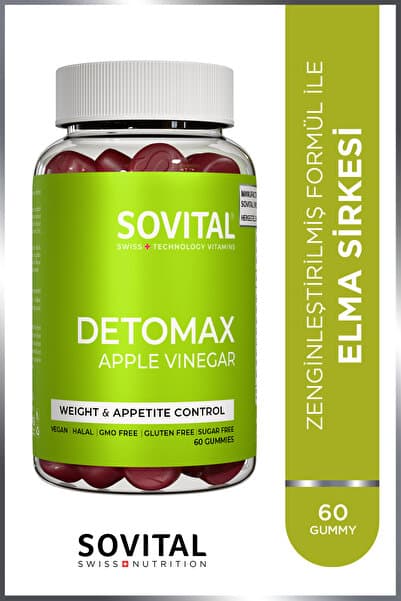 Detomax Detoks Diyet Vegan Gummy – Folik Asit, Elma Sirkesi, B3 B6 B12 Vitaminleri