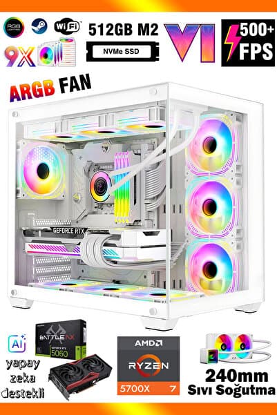 Zeiron Mirage X32 White Ryzen 7 5700X ∣ 16GB RAM ∣ 512GB SSD ∣ RTX5060 Sıvı Soğutmalı Oyun Bilgisayarı