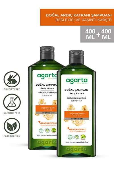 Agarta 2 Adet Doğal Ardıç Katranı Ve Keratin Şampuan 400 ml
