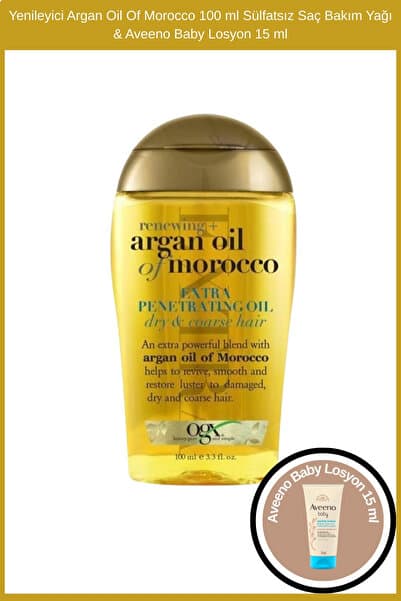 OGX Yenileyici Argan Oil Of Morocco 100 ml Sülfatsız Saç Bakım Yağı & Aveeno Baby Losyon 15 ml