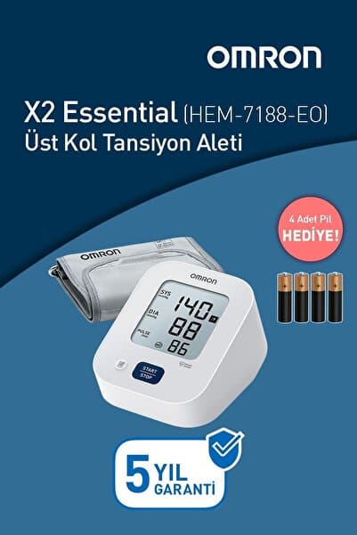 Omron X2 Essential Üst Koldan Ölçer Dijital Tansiyon Aleti, 5 Yıl Garantili (M2 Basic) - Pil Hediyeli