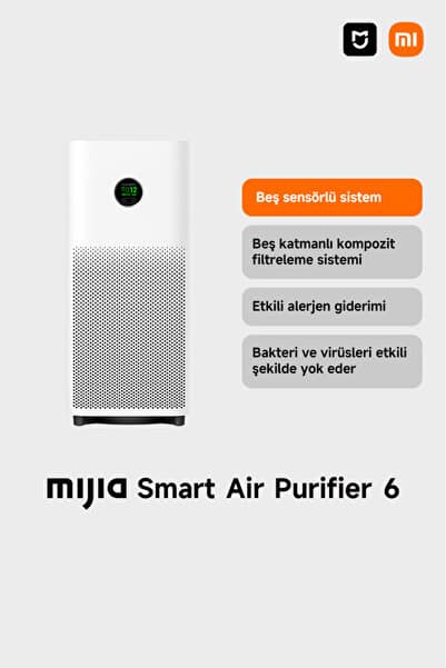 Mijia Smart Air Purifier 6 - Beyaz Akıllı Hava Temizleyici, 443m3/h CADR (Xiaomi TR Garantili)