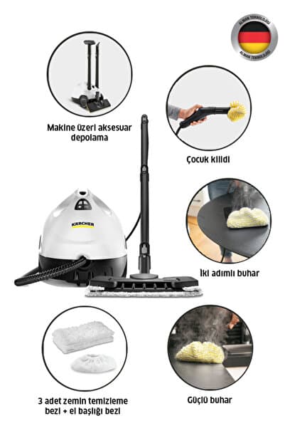 Kst 2 Cloth Set 1500W 3.2 Bar Buharlı Temizlik Makinesi - Beyaz