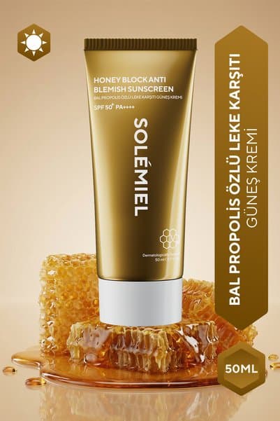 Solemiel Bal & Propolis Özlü, Cilt Bariyerini Desteklemeye Yardımcı SPF50+ Güneş Kremi 50 ML