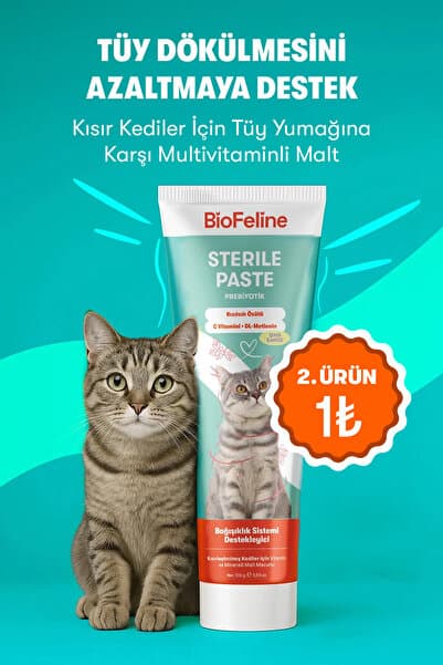 Tüy Dökülmesi, Tüy Yumağı ve Kusma Engelleyici Multivitaminli Kısır Kedi Maltı 100g