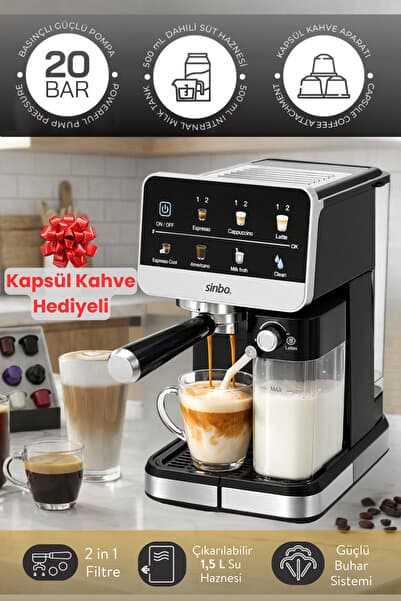 Cappuccino Latte Espresso 20 Bar 1.5L Profesyonel Otomatik Espresso Makinesi SCM-2996Pro
