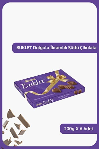 BUKLET Dolgulu İkramlık Sütlü Çikolata - 200 gram - 6 Adet