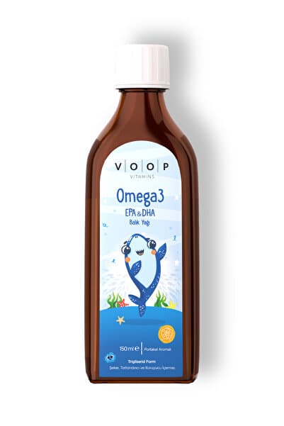 VOOP Çocuklar için Balık Yağı Omega 3 Portakal Aromalı Şurup | Yüksek EPA & DHA Kaynağı - 150 ml