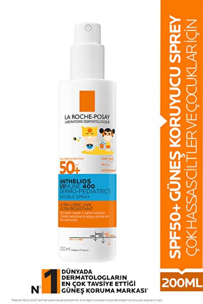 La Roche Posay Anthelios Hassas Ciltler& Çocuklar İçin Dermo Pediatrics Güneş Koruyucu Invisible Sprey SPF50+ 200ml
