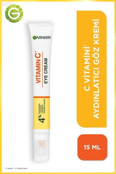 Garnier C Vitamini Aydınlatıcı Göz Kremi 15 ml Niasinamid ve Kafein - Yorgunluk ve Koyu Halka Karşıtı