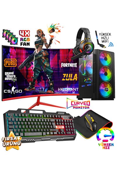 Zeiron Mostro X30 Ryzen 5 5500 16GB DDR4 RAM 512GB SSD RTX3050 24" Curved Hazır Sistem Oyun Bilgisayarı
