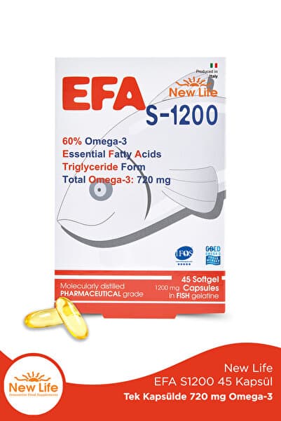 New Life Efa S-1200 45 Kapsül Balık Yağı - 720mg Omega3 - 396mg EPA - 264mg DHA